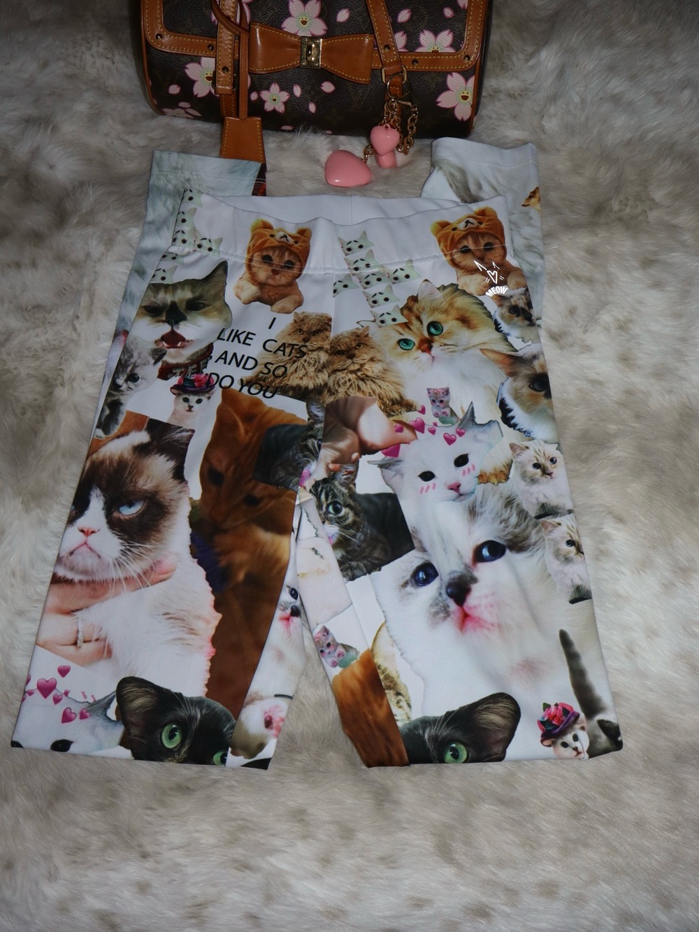 Graphic Cat Print High Rise Leggings